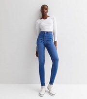 New Look Tall Bright Blue High Waist Hallie Super Skinny Jeans